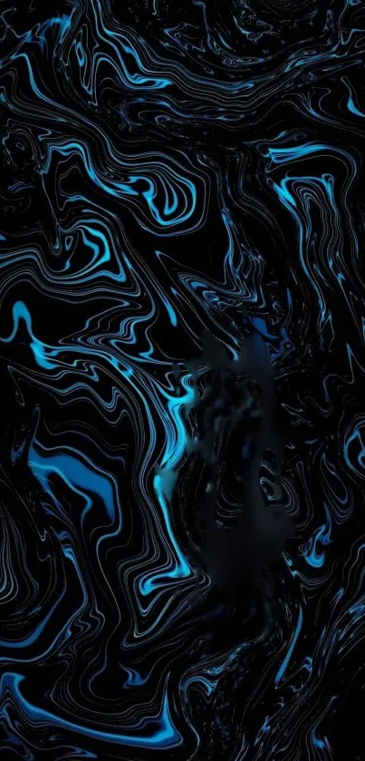 Abstract wallpaper with blue swirling patterns on dark background.