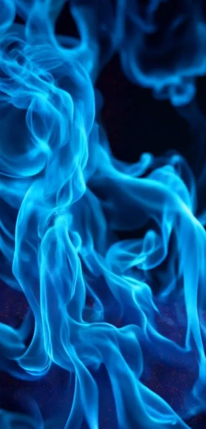 Mesmerizing blue flames on a dark background.