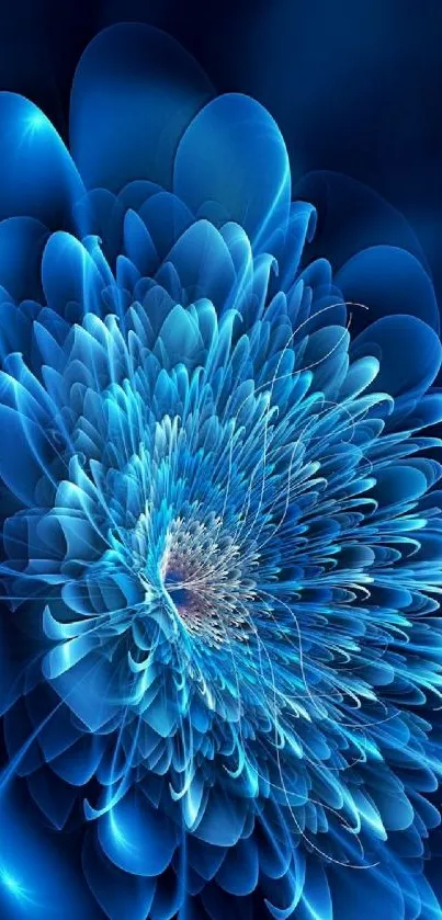 Vibrant blue fractal flower mobile wallpaper.