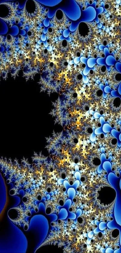 Blue fractal art wallpaper with intricate patterns.