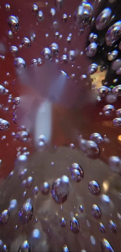 Abstract bubble art with dark red and dynamic bubbles.