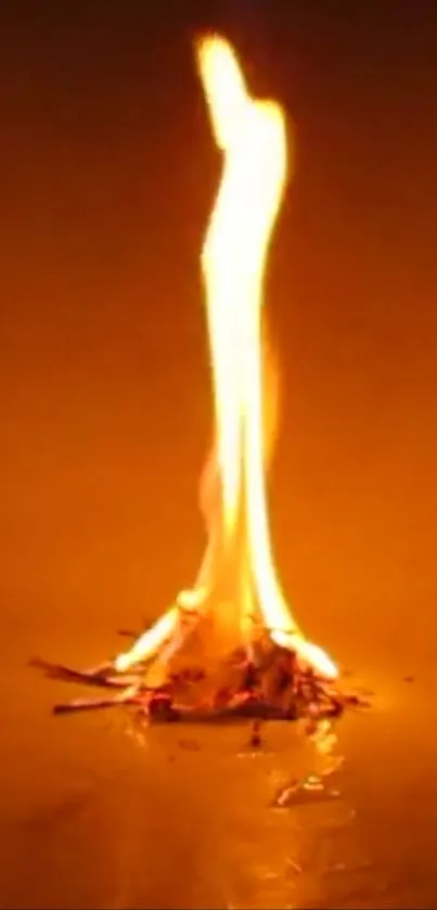 A striking yellow flame against a warm orange background.