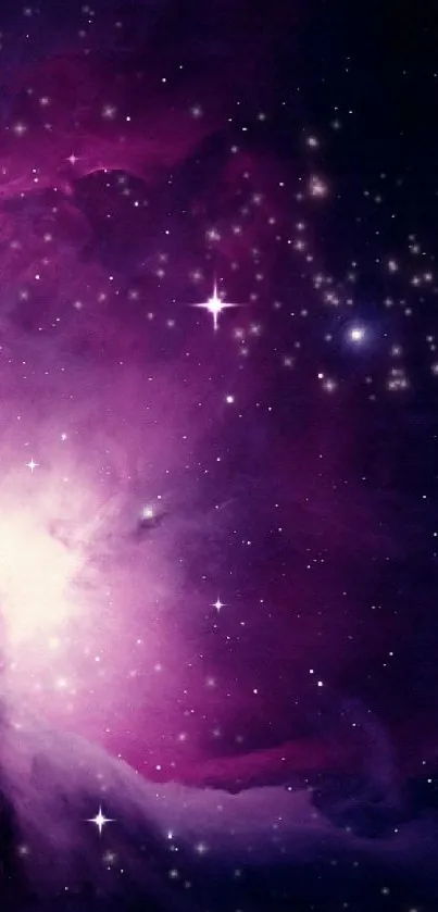 Purple galaxy mobile wallpaper with stars and nebula.