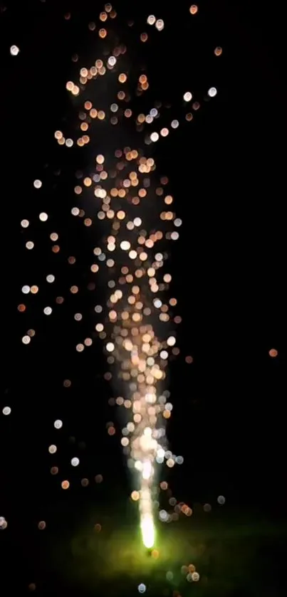 Mesmerizing night light show with sparkling bokeh effects on a dark background.