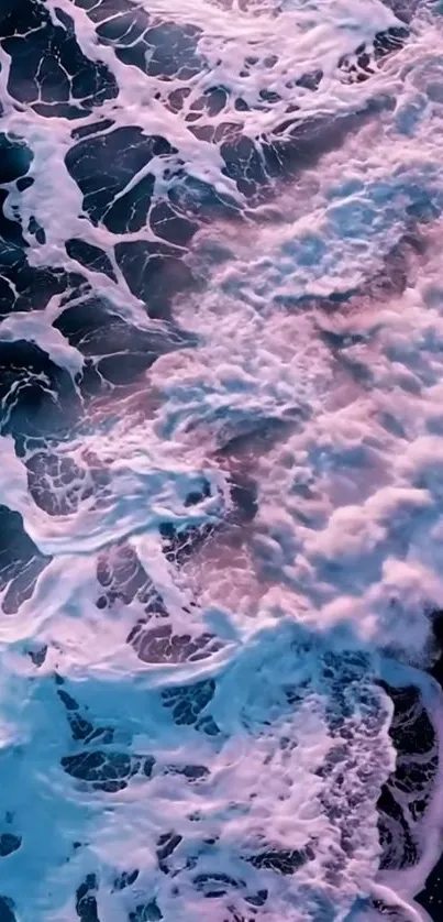 Mesmerizing ocean waves with pink and blue hues