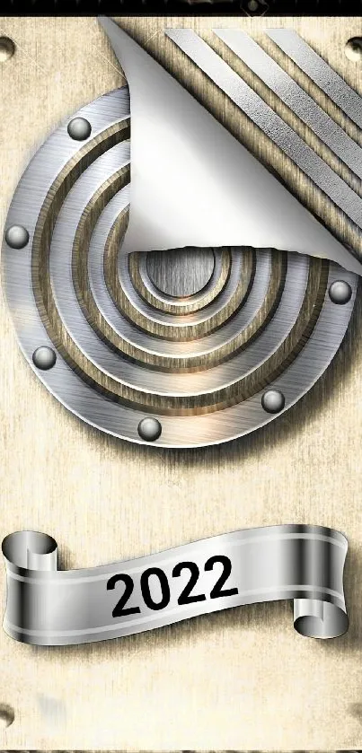 Metallic 2022 mobile wallpaper with futuristic design.