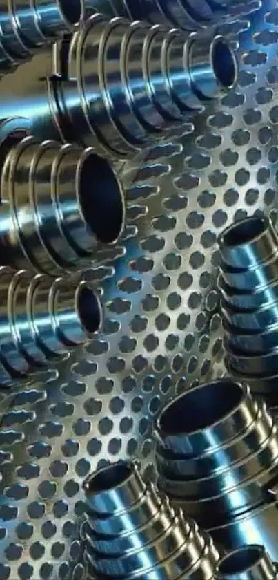 Abstract metallic phone wallpaper with industrial elements.