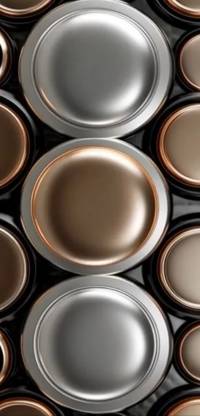 Abstract design with metallic circles on mobile wallpaper.