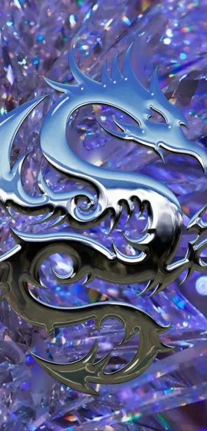 Metallic dragon fantasy wallpaper with purple tones.