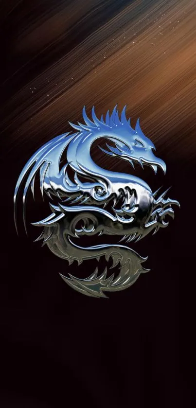 Sleek metallic dragon design on dark background.