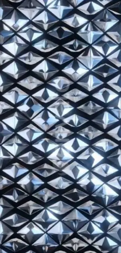Metallic geometric pattern with silver hues.