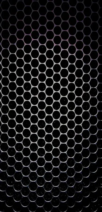 Dark metallic hexagon pattern wallpaper for mobile display.