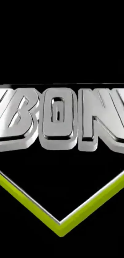 Metallic logo with lime accents on black background wallpaper.