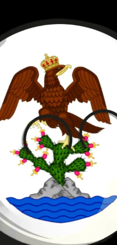 Mexican eagle emblem with flag colors in a bold mobile wallpaper.