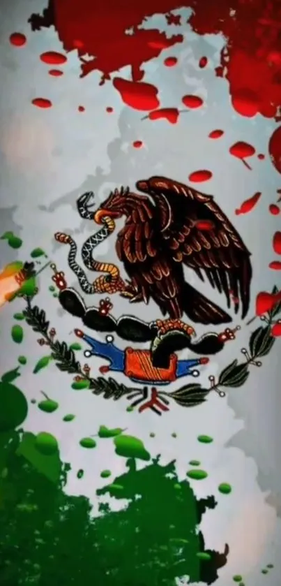 Vibrant Mexican flag wallpaper with eagle design for mobile background.