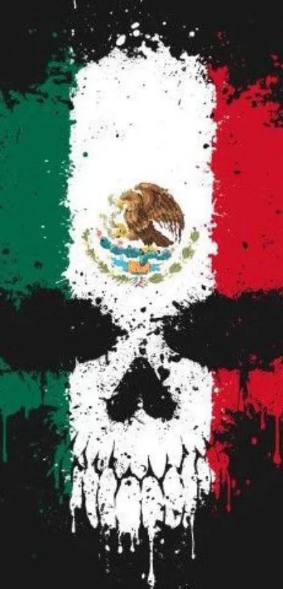 Mexican flag skull design mobile wallpaper.