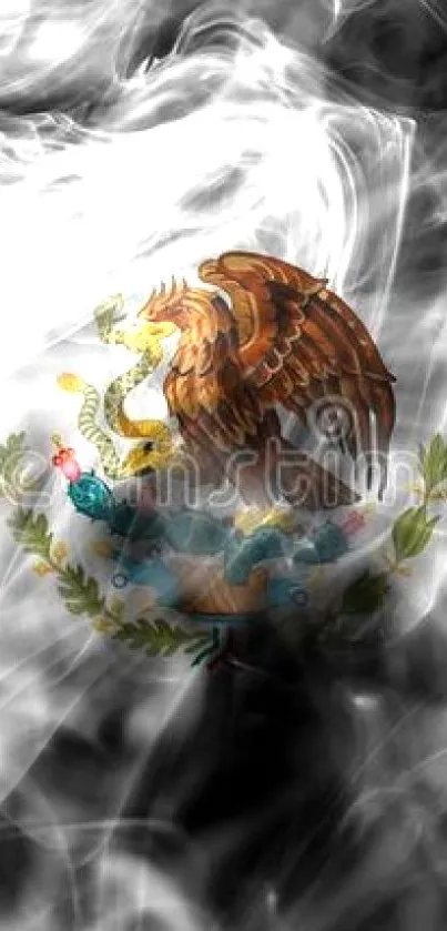 Artistic Mexico flag with smoke effects in vibrant colors.