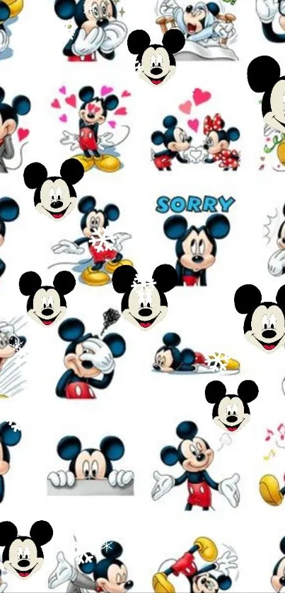 Mickey Mouse lively expressions mobile wallpaper.