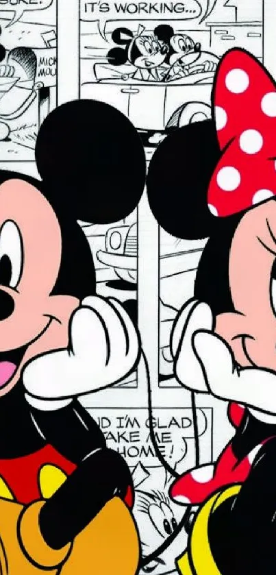 Mickey and Minnie Mouse comic strip wallpaper