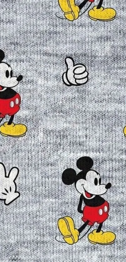 Mickey Mouse pattern on grey background wallpaper.