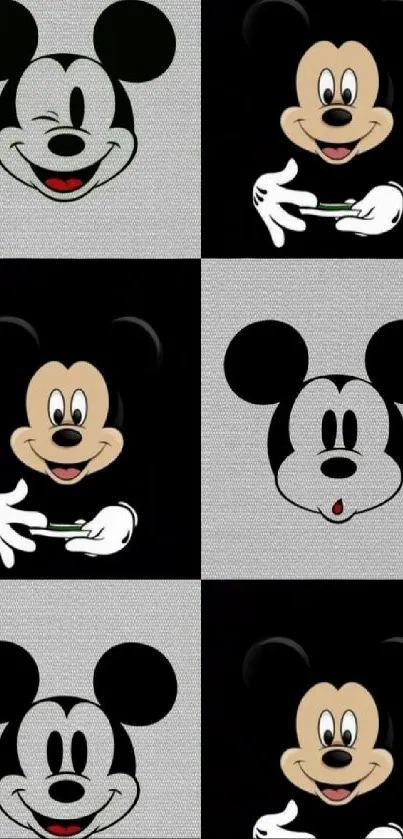 Mickey Mouse cartoon patterns in alternating designs.