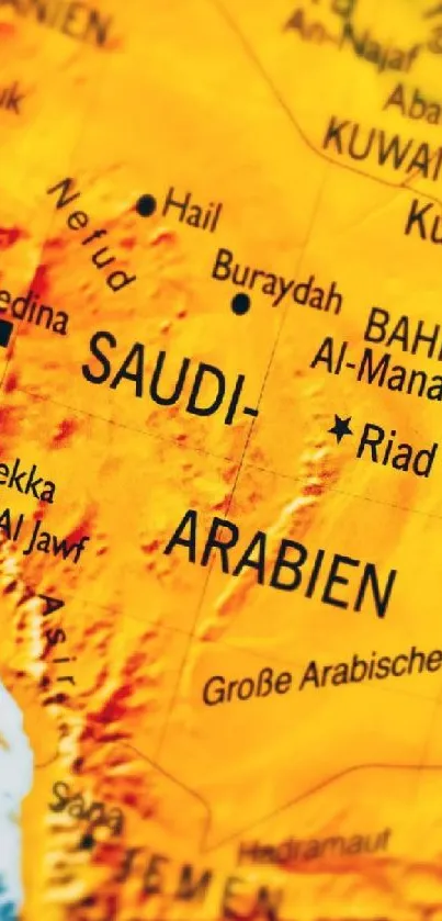Detailed map of the Middle East in vibrant colors.