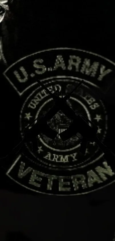 Black military patch with U.S. Army veteran insignia.