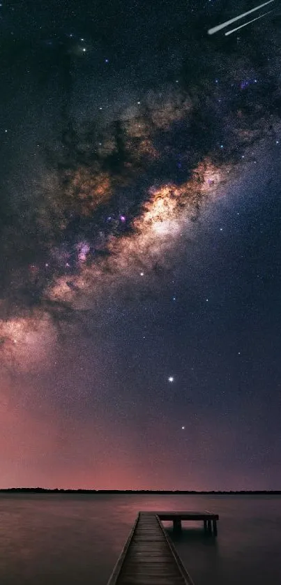 A breathtaking Milky Way and starry night over a serene waterscape.