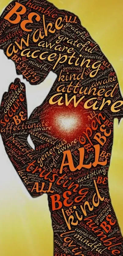 Silhouette with affirmations on vibrant background for phone wallpaper.