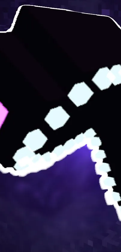 Pixelated Ender Dragon on a purple and black background.