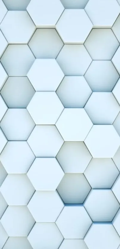 Minimalistic 3D hexagonal blue patterned wallpaper.