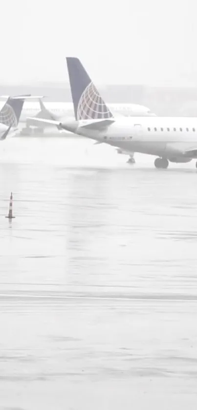 Minimalist airport runway scene with planes.