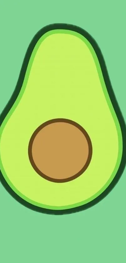 Minimalist avocado illustration on a light green background.