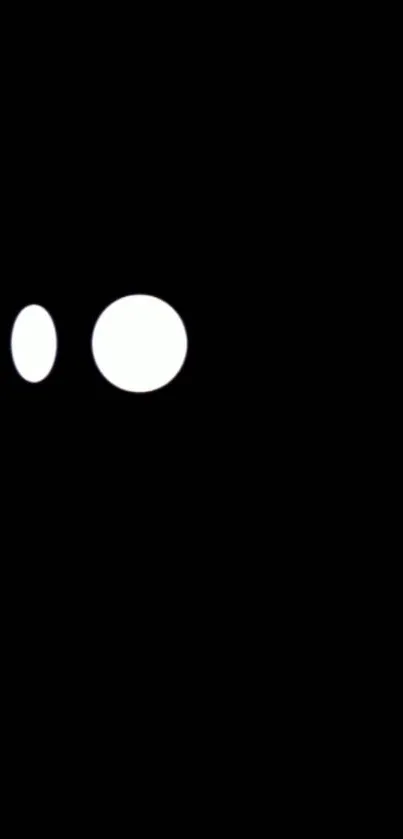 Minimalist black wallpaper with white circles on black background.