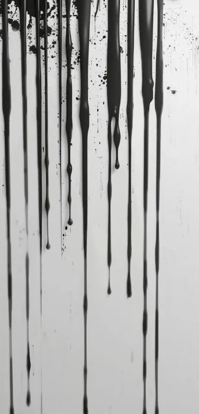 Minimal black drip design on a white background wallpaper.