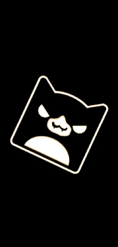 Minimalistic cat icon on a black background, ideal for a modern phone wallpaper.