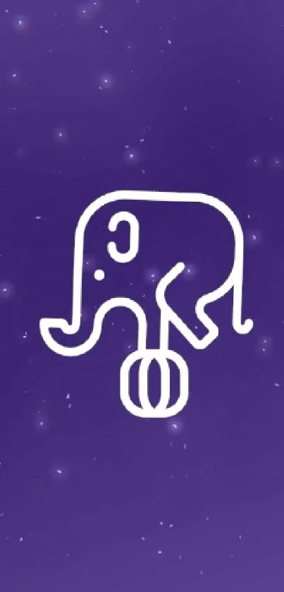 Minimal purple wallpaper with cute elephant illustration.