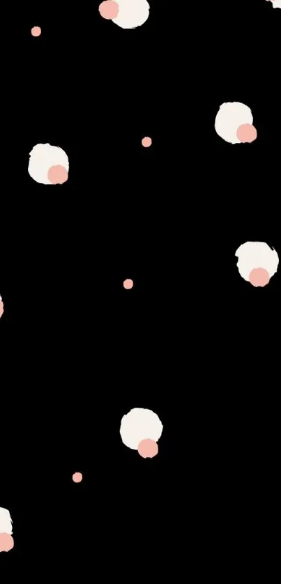 Minimal floral design on a black background with pink accents.