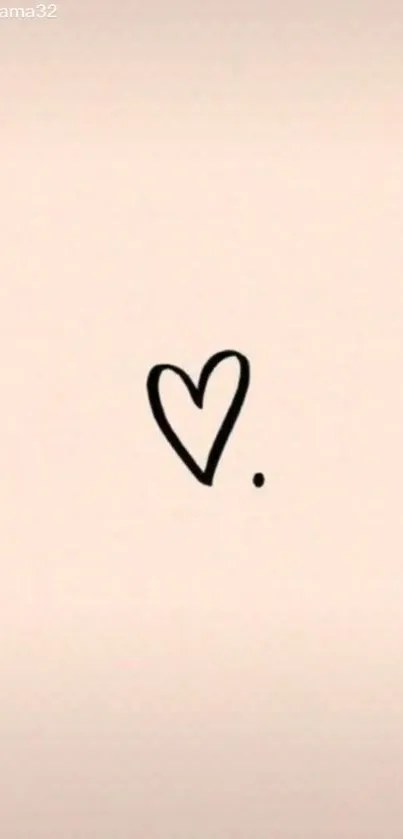 Minimalist heart and dot on pale pink background.