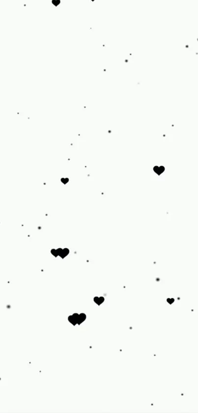 Minimal black hearts on a white background wallpaper.