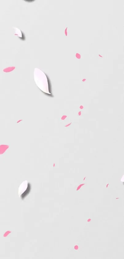 Minimal pink petal wallpaper with a light gray background for mobile.