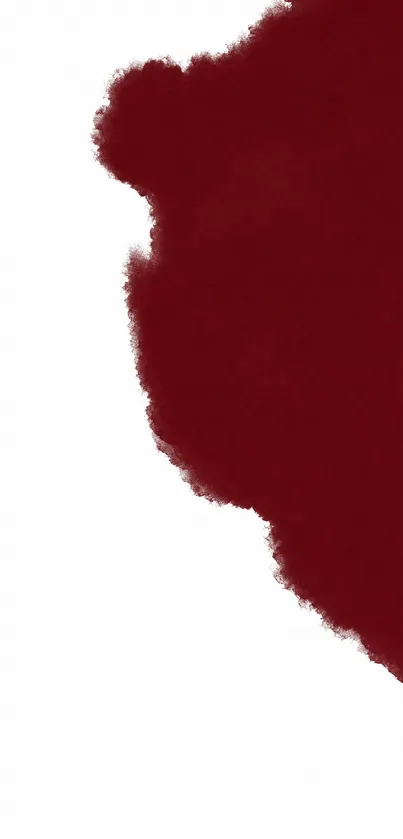 Minimalist red paint splash on white background wallpaper.