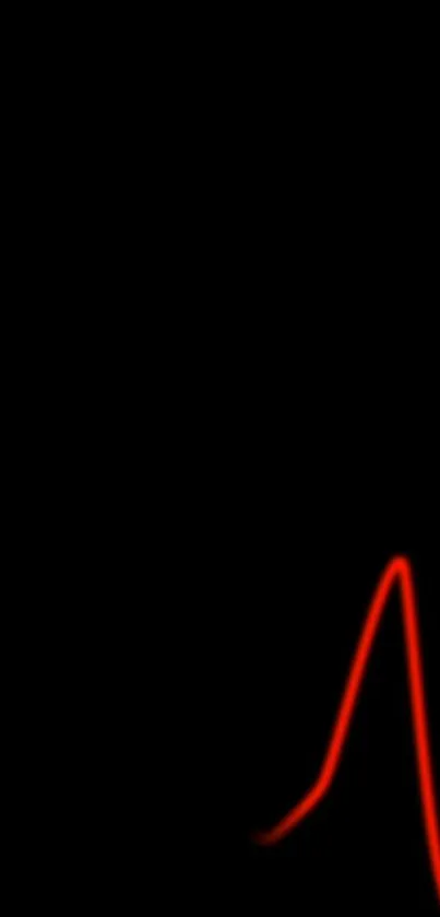 Minimalist mobile wallpaper with a red wave on black background.