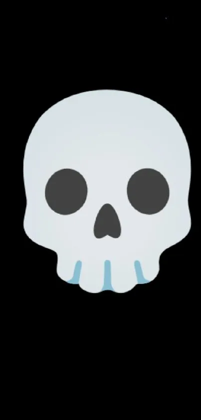 Minimalist skull design on black mobile wallpaper.