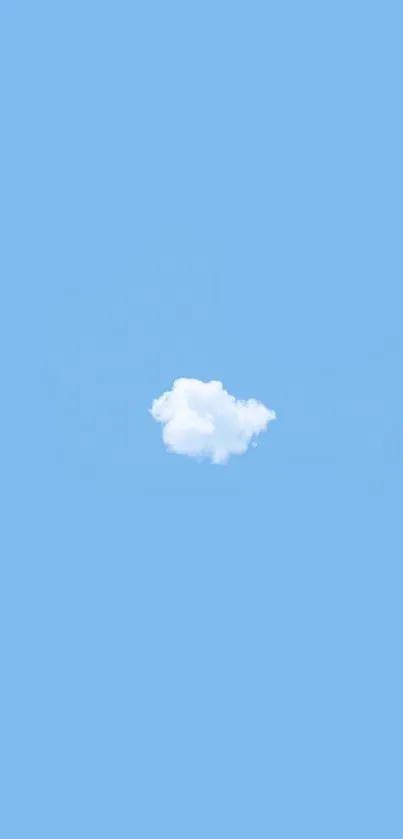 Minimalistic cloud on a blue sky background wallpaper.