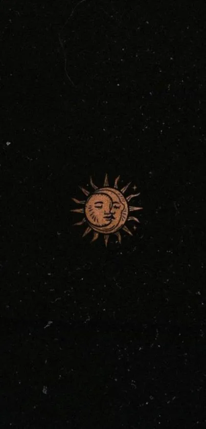 Minimal black wallpaper with a central sun design.