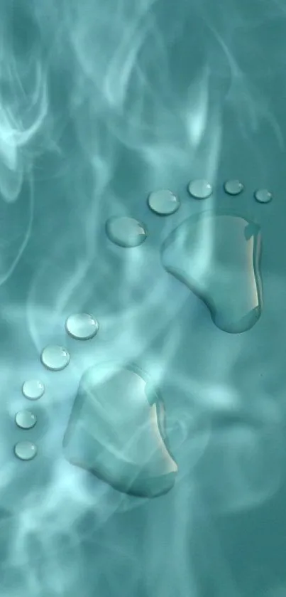 Minimal water droplet footprint on teal background wallpaper.