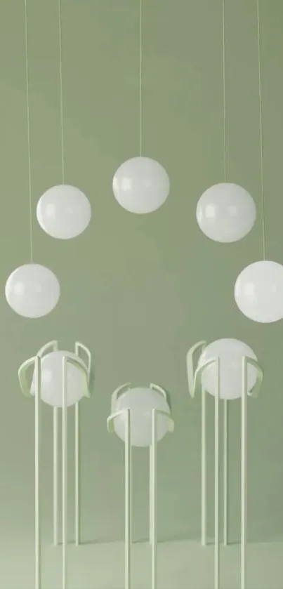 Minimalist abstract wallpaper with white spheres.