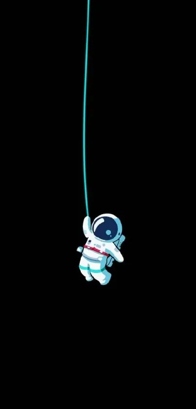 Minimalist astronaut on black background wallpaper.