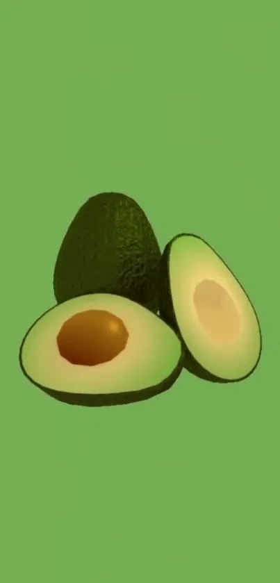 Minimalist avocado on a green background.